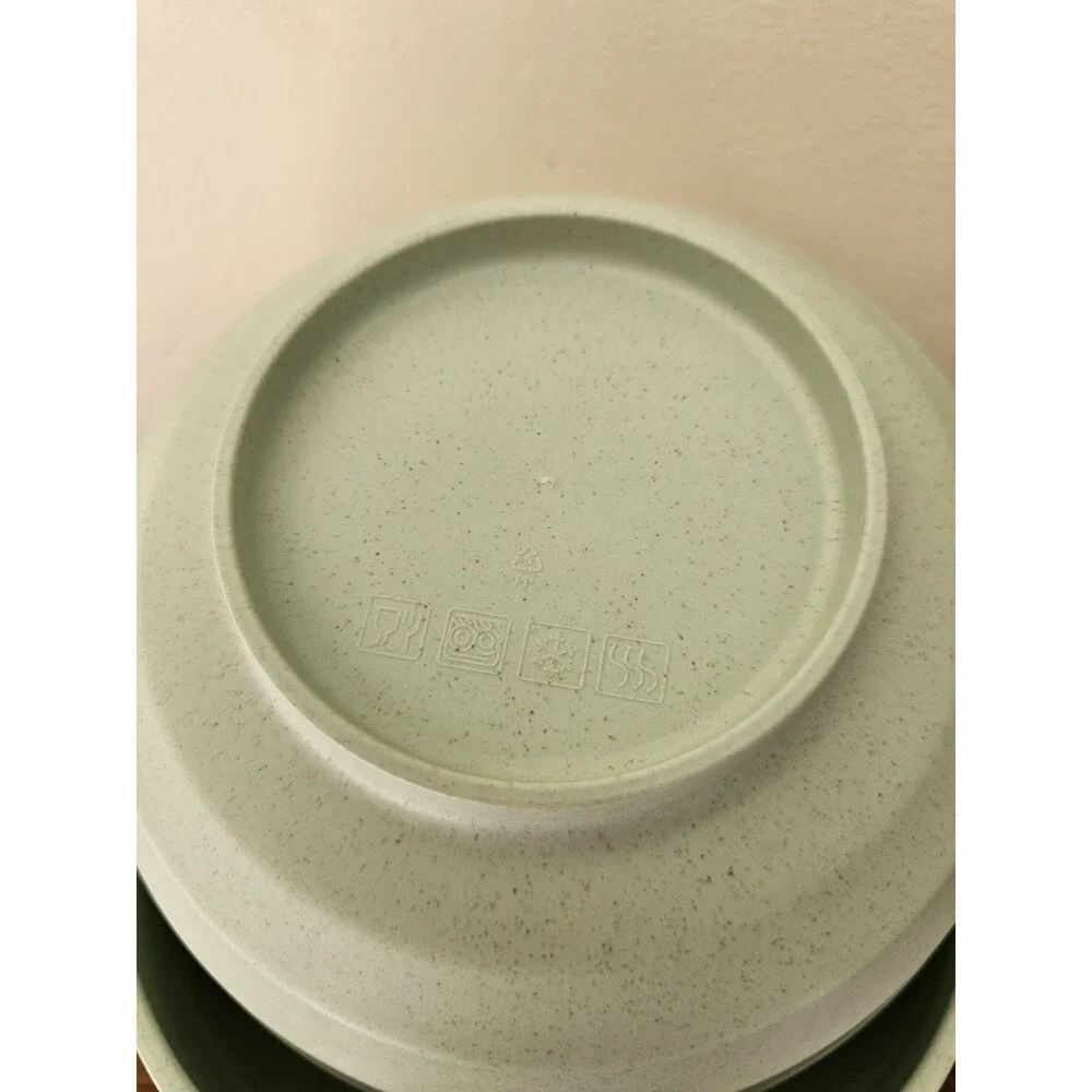 4 Green Speckle Plastic All Purpose Bowls Serving Pasta Mixing Prep